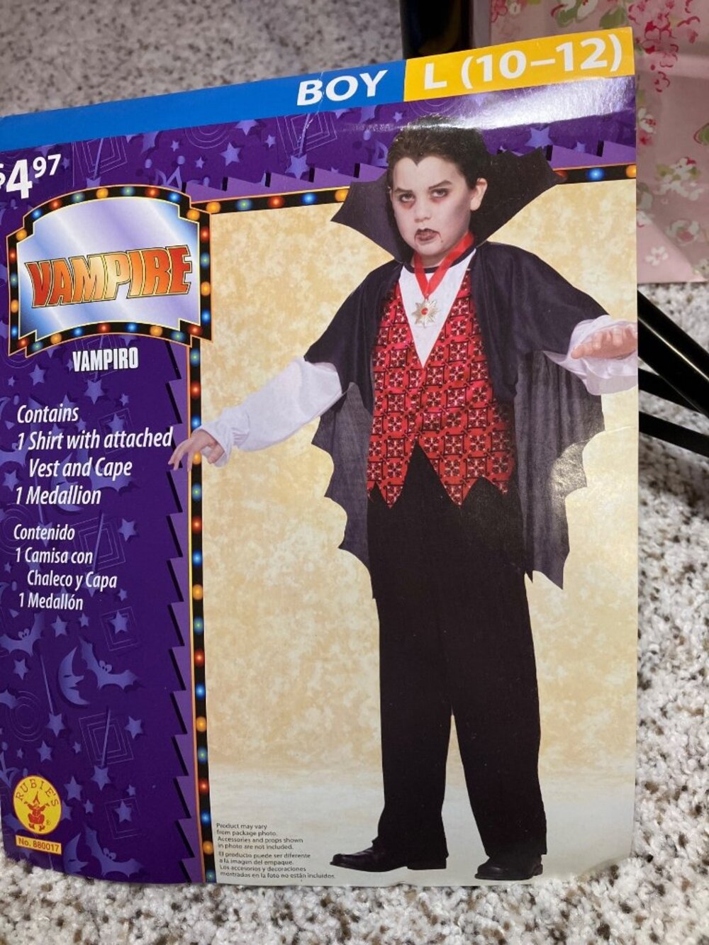 Vampire Halloween Costume Size Boys LG (10-12)
